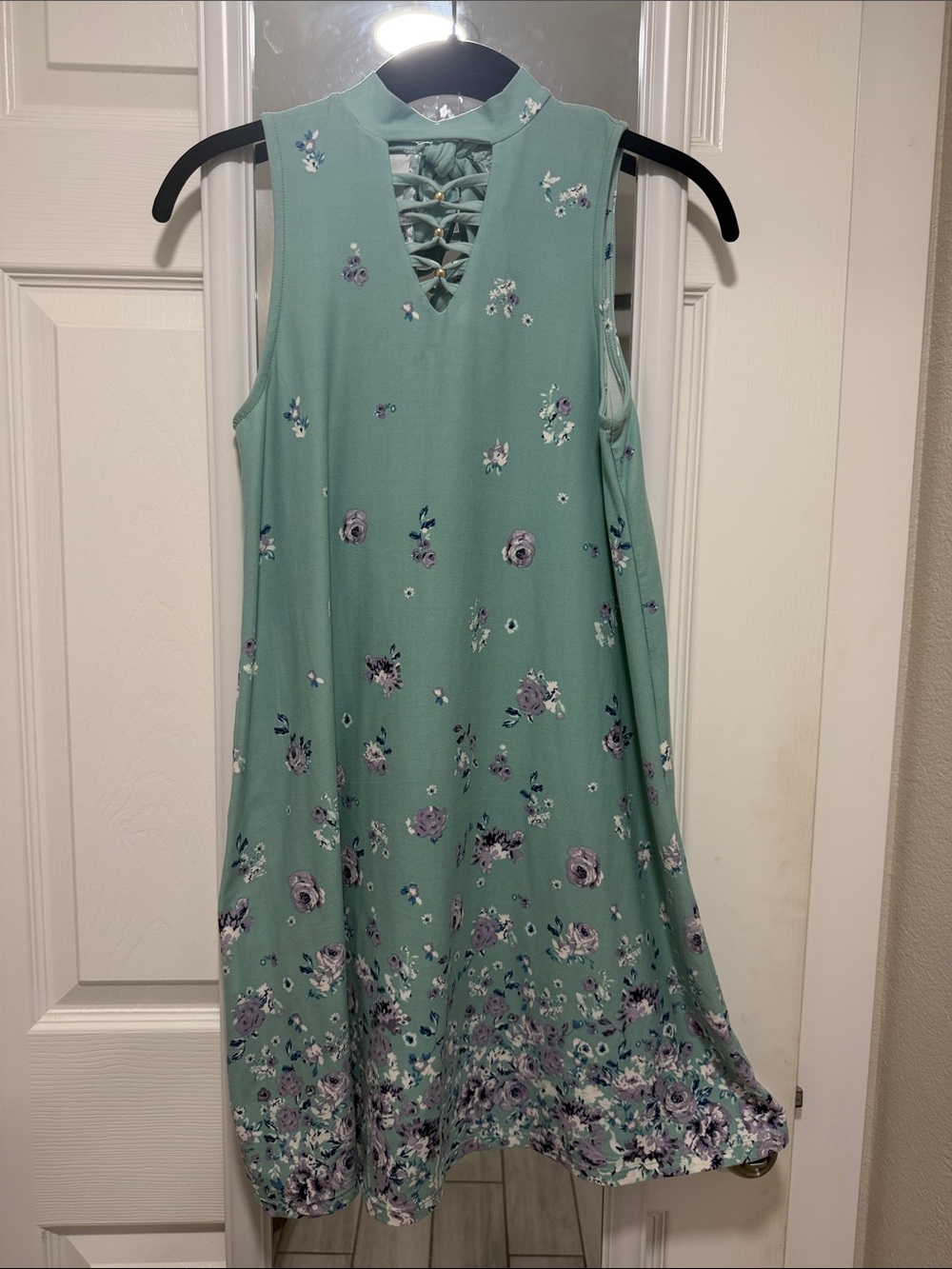 No Boundaries Mint Floral Lace-Up Back Midi Dress